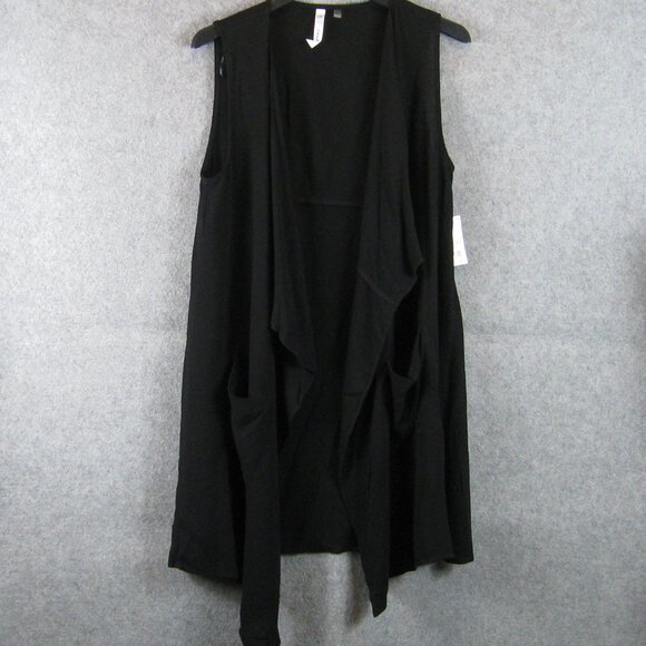NY Collection Long Open Vest Black Small NWT - Picture 5 of 7